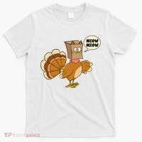 Funny Thanksgiving Turkey In Cat Face Paper Bag T-Shirt thumb 0