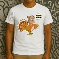 Funny Thanksgiving Turkey In Cat Face Paper Bag T-Shirt thumb 3