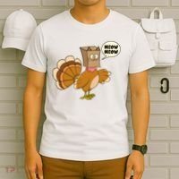 Funny Thanksgiving Turkey In Cat Face Paper Bag T-Shirt thumb 6