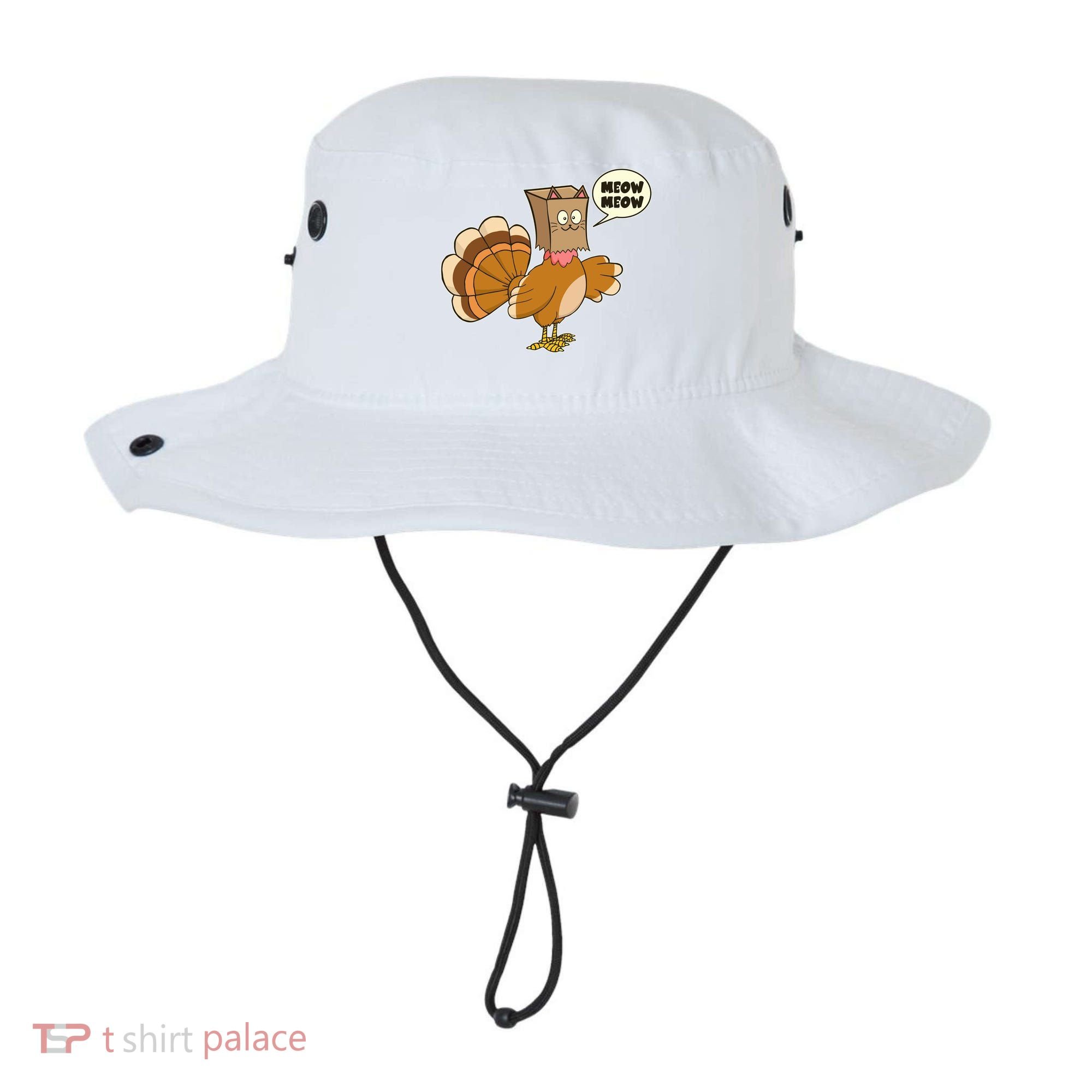 Funny Thanksgiving Turkey In Cat Face Paper Bag Bucket Hat
