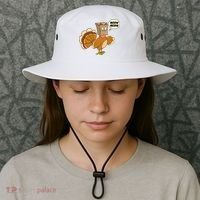 Funny Thanksgiving Turkey In Cat Face Paper Bag Bucket Hat thumb 3