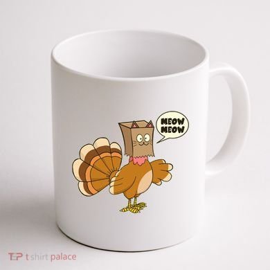 Funny Thanksgiving Turkey In Cat Face Paper Bag Coffee Mug back