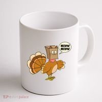 Funny Thanksgiving Turkey In Cat Face Paper Bag Coffee Mug thumb 1