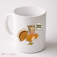 Funny Thanksgiving Turkey In Cat Face Paper Bag Coffee Mug thumb 0