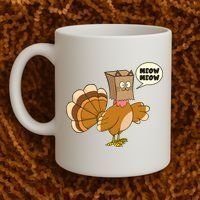 Funny Thanksgiving Turkey In Cat Face Paper Bag Coffee Mug thumb 2