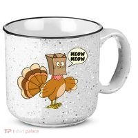 Funny Thanksgiving Turkey In Cat Face Paper Bag 15oz Campfire Ceramic Mug thumb 0
