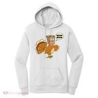 Funny Thanksgiving Turkey In Cat Face Paper Bag Women's Hoodie thumb 0