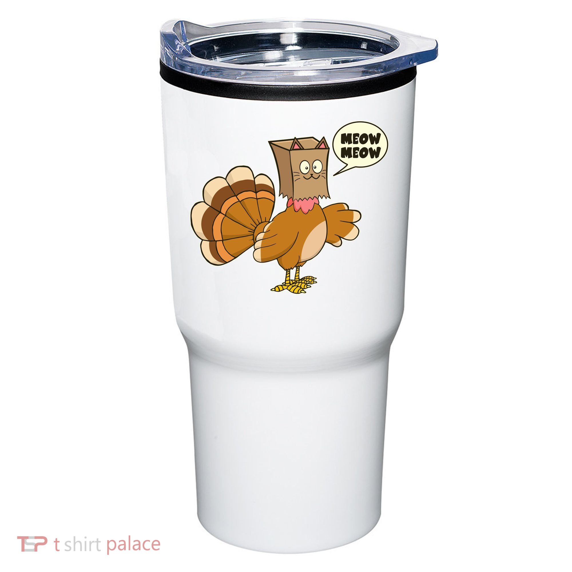 Funny Thanksgiving Turkey In Cat Face Paper Bag Tumbler
