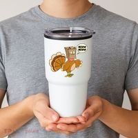 Funny Thanksgiving Turkey In Cat Face Paper Bag Tumbler thumb 2