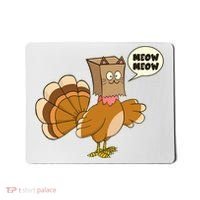 Funny Thanksgiving Turkey In Cat Face Paper Bag Mousepad thumb 0