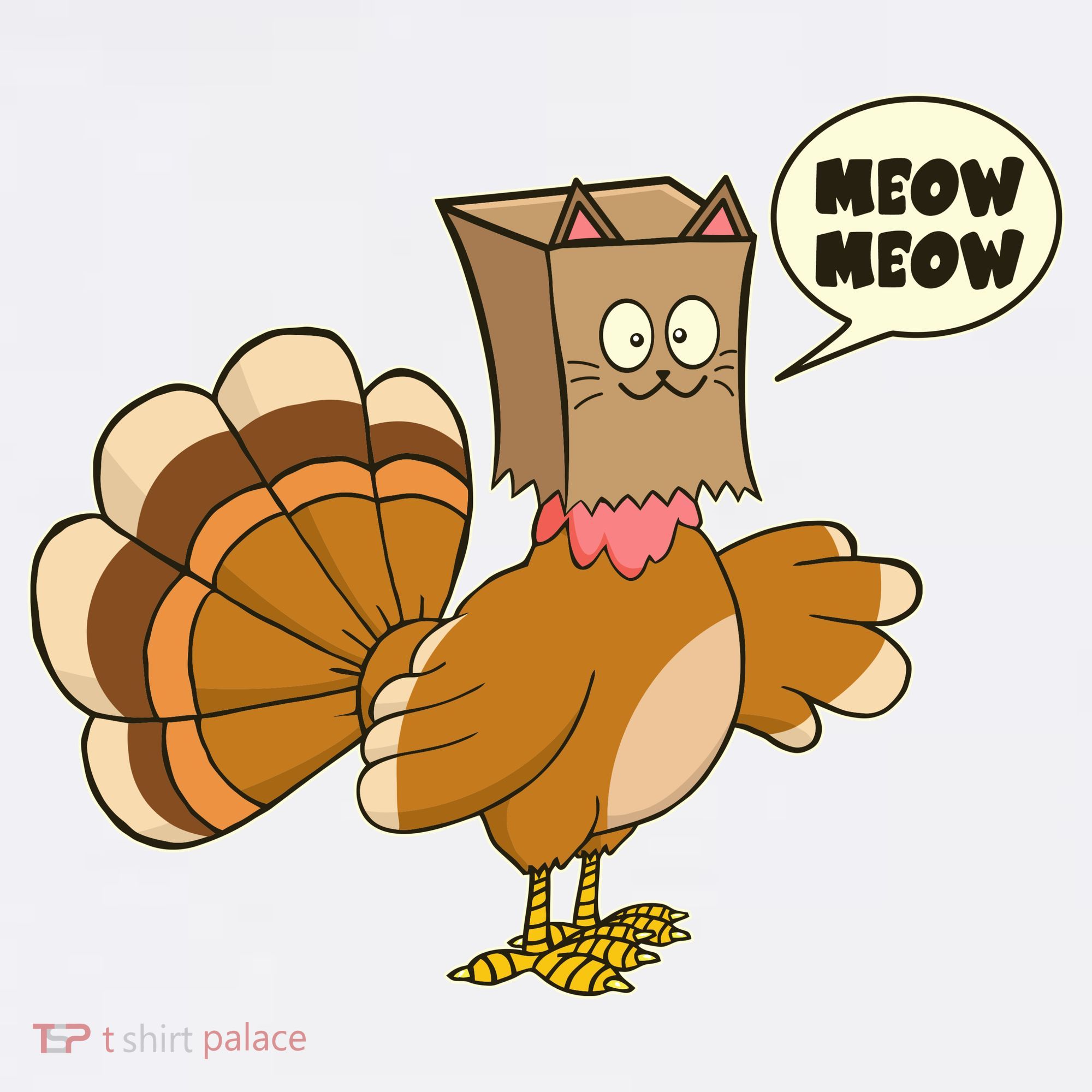 Funny Thanksgiving Turkey In Cat Face Paper Bag Mousepad