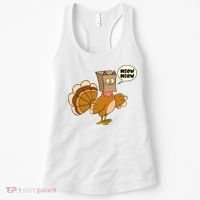 Funny Thanksgiving Turkey In Cat Face Paper Bag Women's Tank Top thumb 0