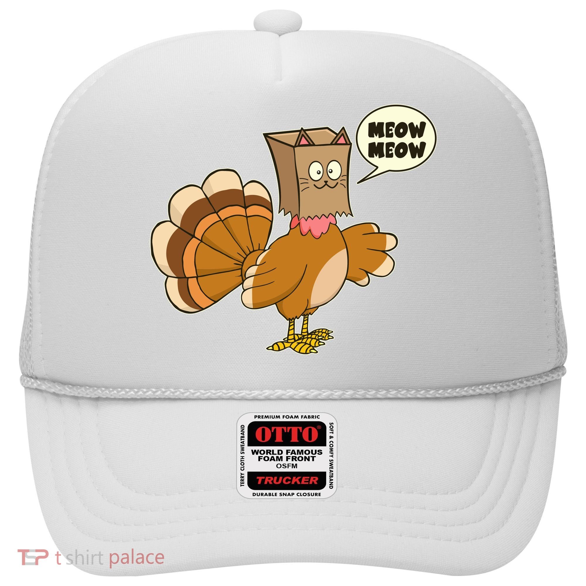 Funny Thanksgiving Turkey In Cat Face Paper Bag Hat