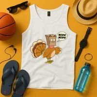 Funny Thanksgiving Turkey In Cat Face Paper Bag Tank Top thumb 4