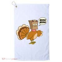 Funny Thanksgiving Turkey In Cat Face Paper Bag Golf Towel thumb 0