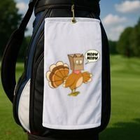 Funny Thanksgiving Turkey In Cat Face Paper Bag Golf Towel thumb 2