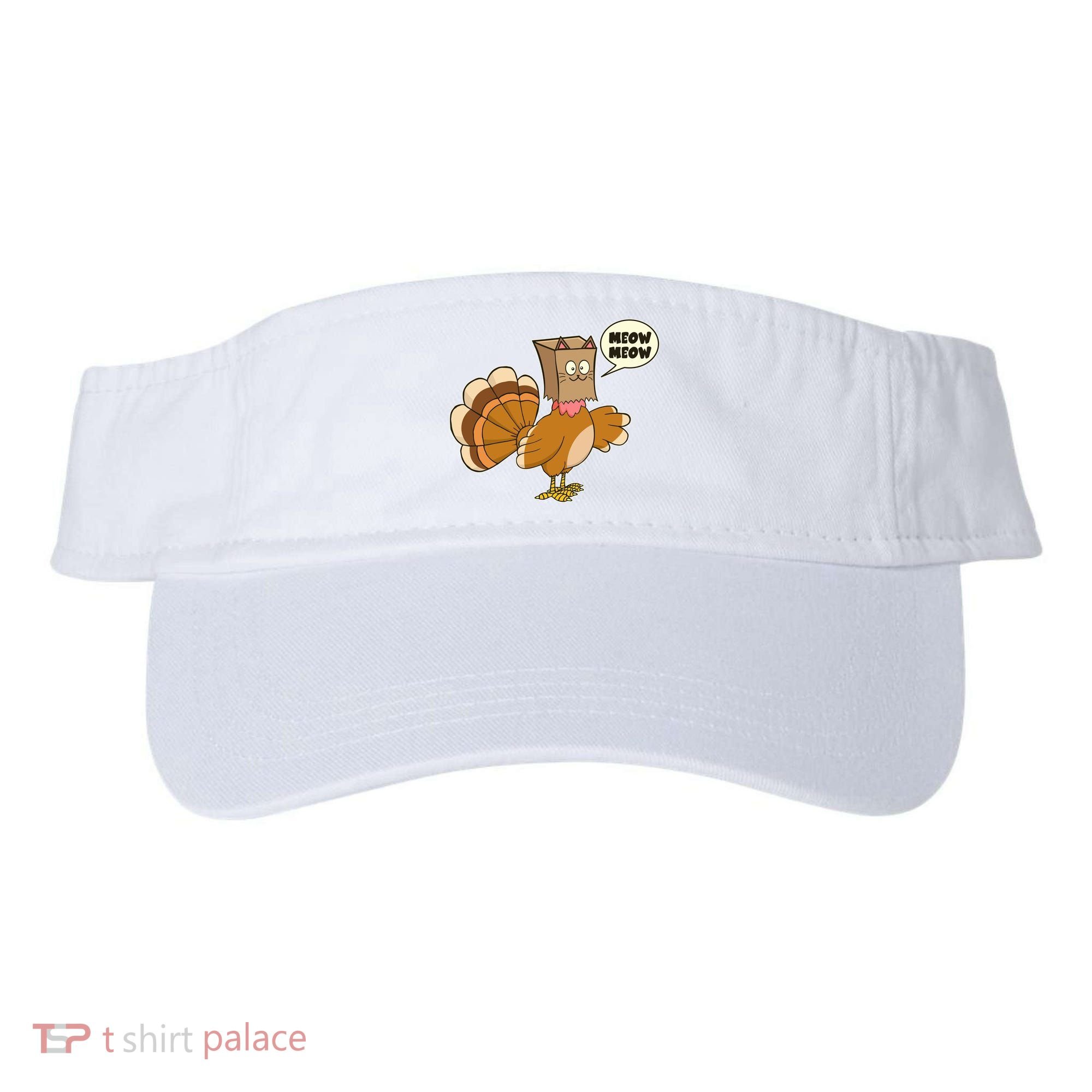 Funny Thanksgiving Turkey In Cat Face Paper Bag Visor