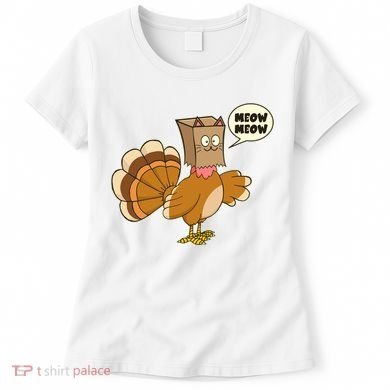 Funny Thanksgiving Turkey In Cat Face Paper Bag Women's T-Shirt
