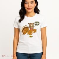 Funny Thanksgiving Turkey In Cat Face Paper Bag Women's T-Shirt thumb 4