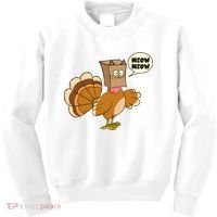 Funny Thanksgiving Turkey In Cat Face Paper Bag Kids Sweatshirt thumb 0