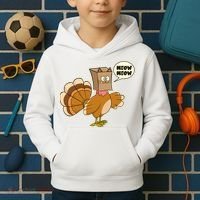Funny Thanksgiving Turkey In Cat Face Paper Bag Kids Hoodie thumb 2