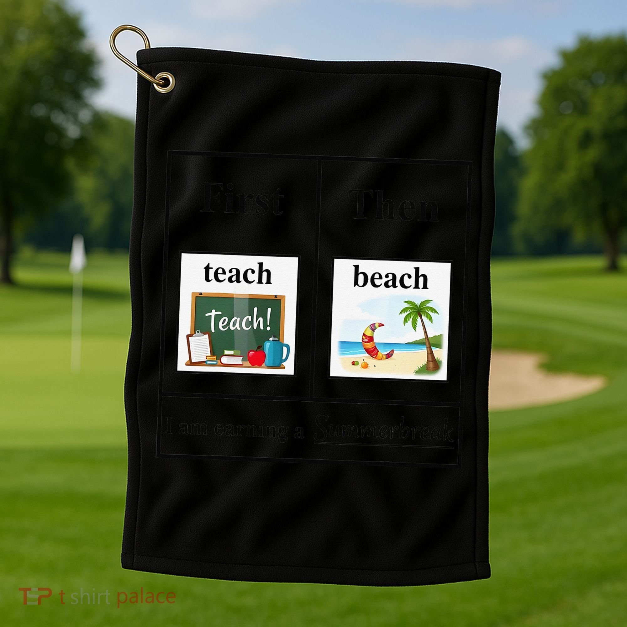 First Teach Then Beach First Teach Them Beach Teacher Golf Towel