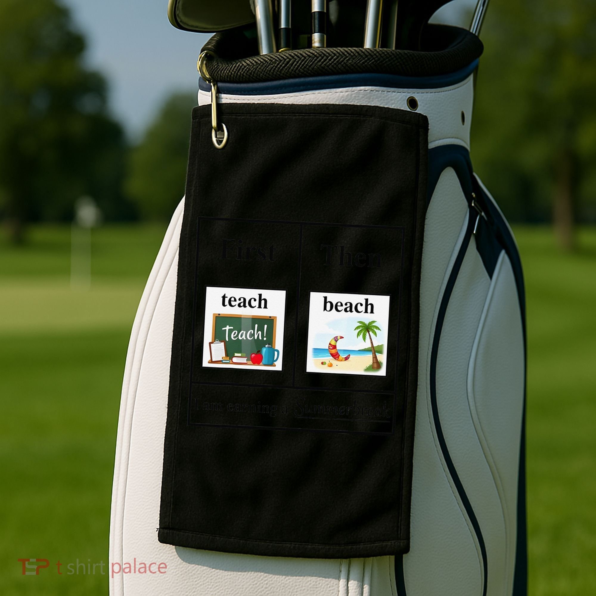 First Teach Then Beach First Teach Them Beach Teacher Golf Towel