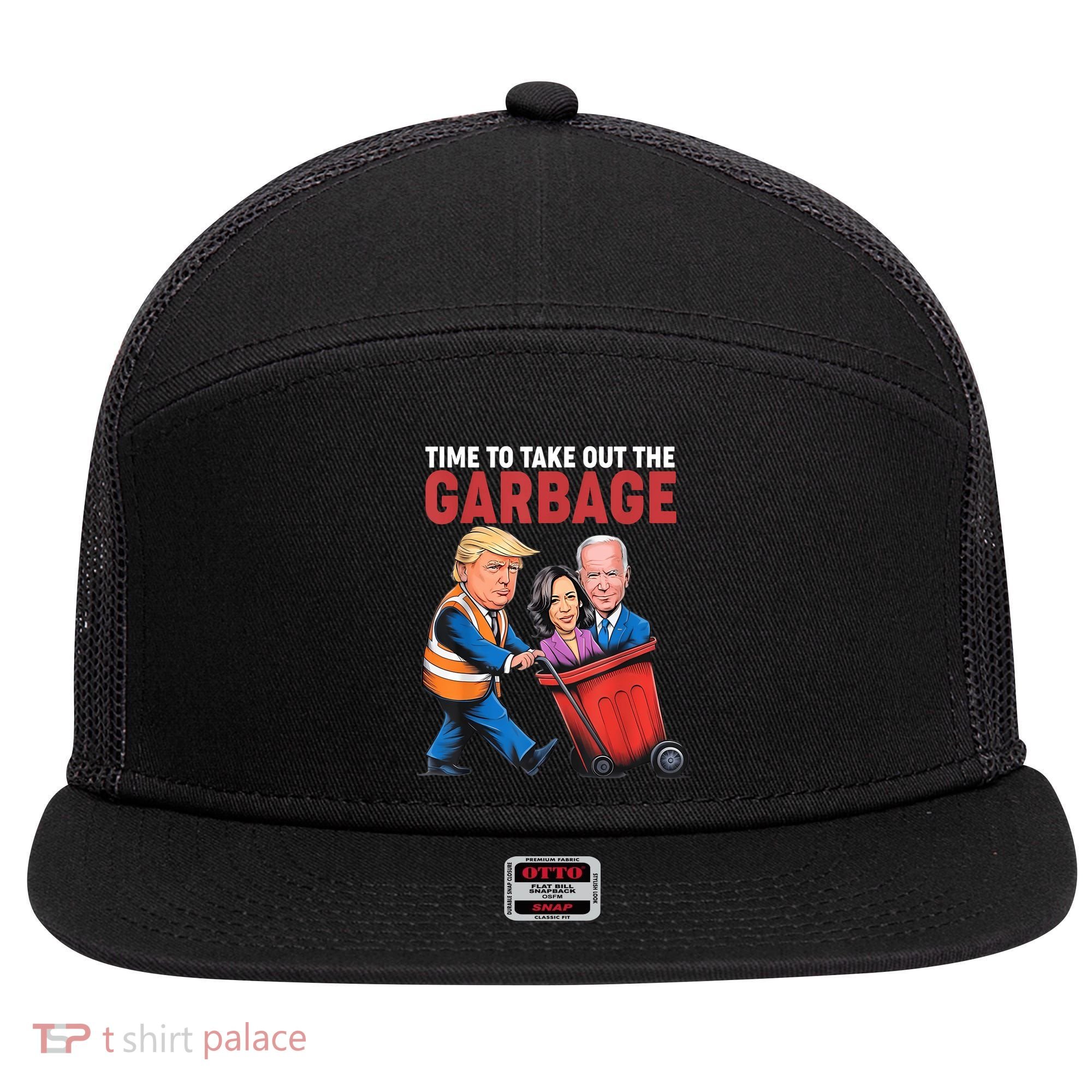 Funny Trump Time To Take Out The Garbage 7 Panel Mesh Trucker Snapback Hat