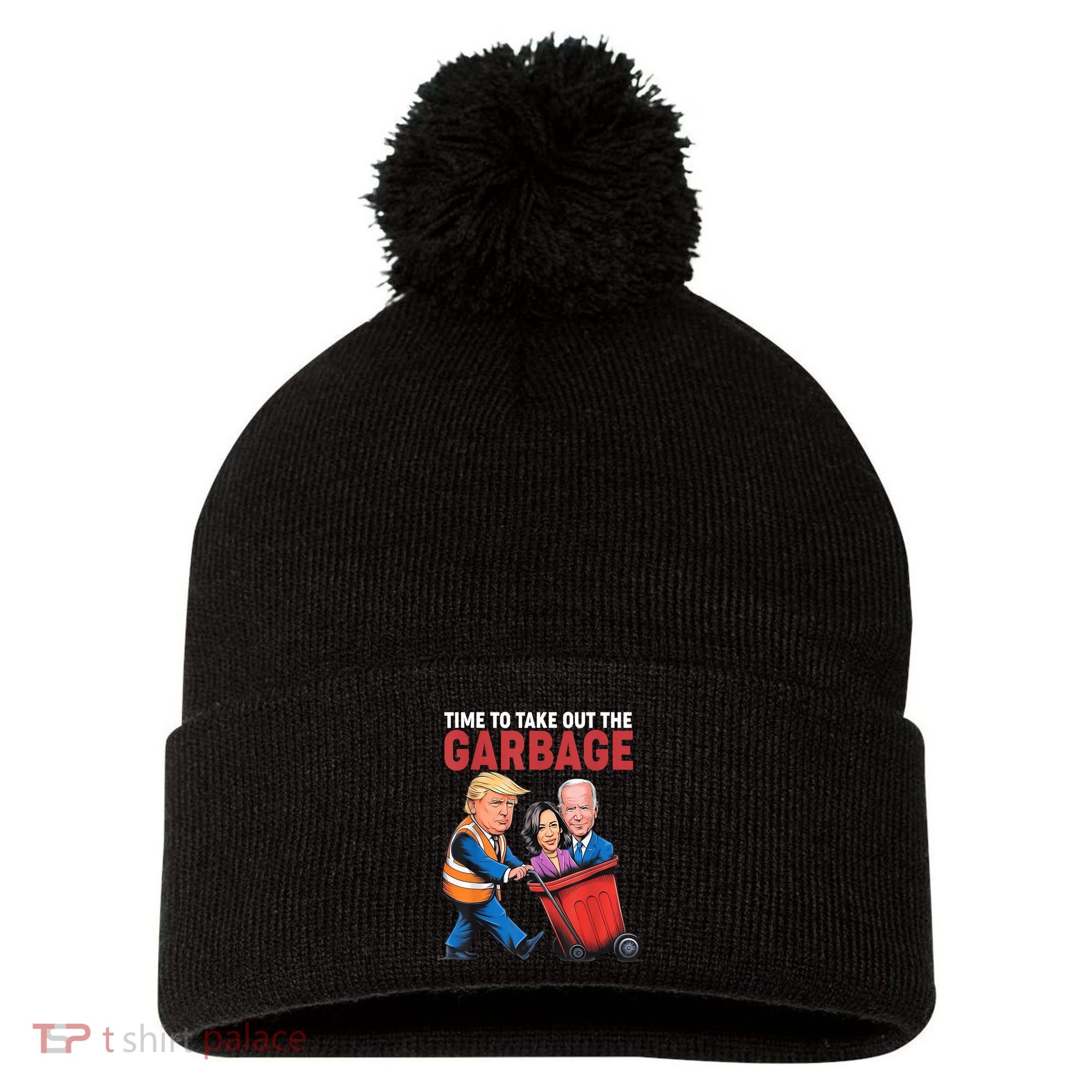 Funny Trump Time To Take Out The Garbage Pom Pom 12in Knit Beanie