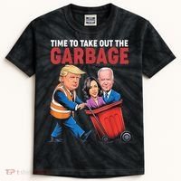 Funny Trump Time To Take Out The Garbage Kids Tie-Dye T-Shirt thumb 0