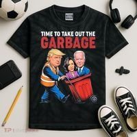 Funny Trump Time To Take Out The Garbage Kids Tie-Dye T-Shirt thumb 2