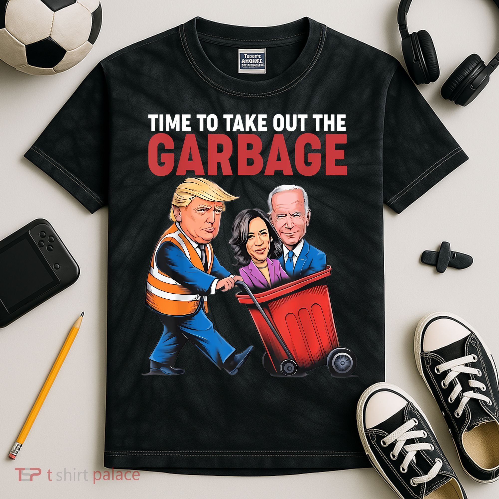 Funny Trump Time To Take Out The Garbage Kids Tie-Dye T-Shirt