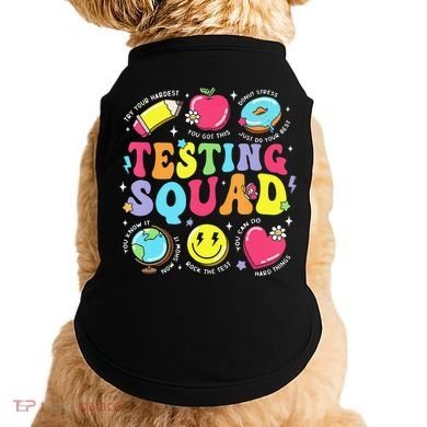 Funny Teacher Test Day Motivational Teacher Testing Squad Doggie Tank