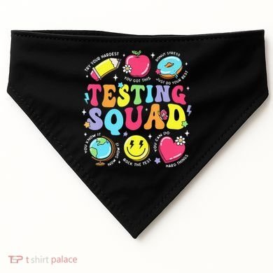 Funny Teacher Test Day Motivational Teacher Testing Squad USA-Made Doggie Bandana
