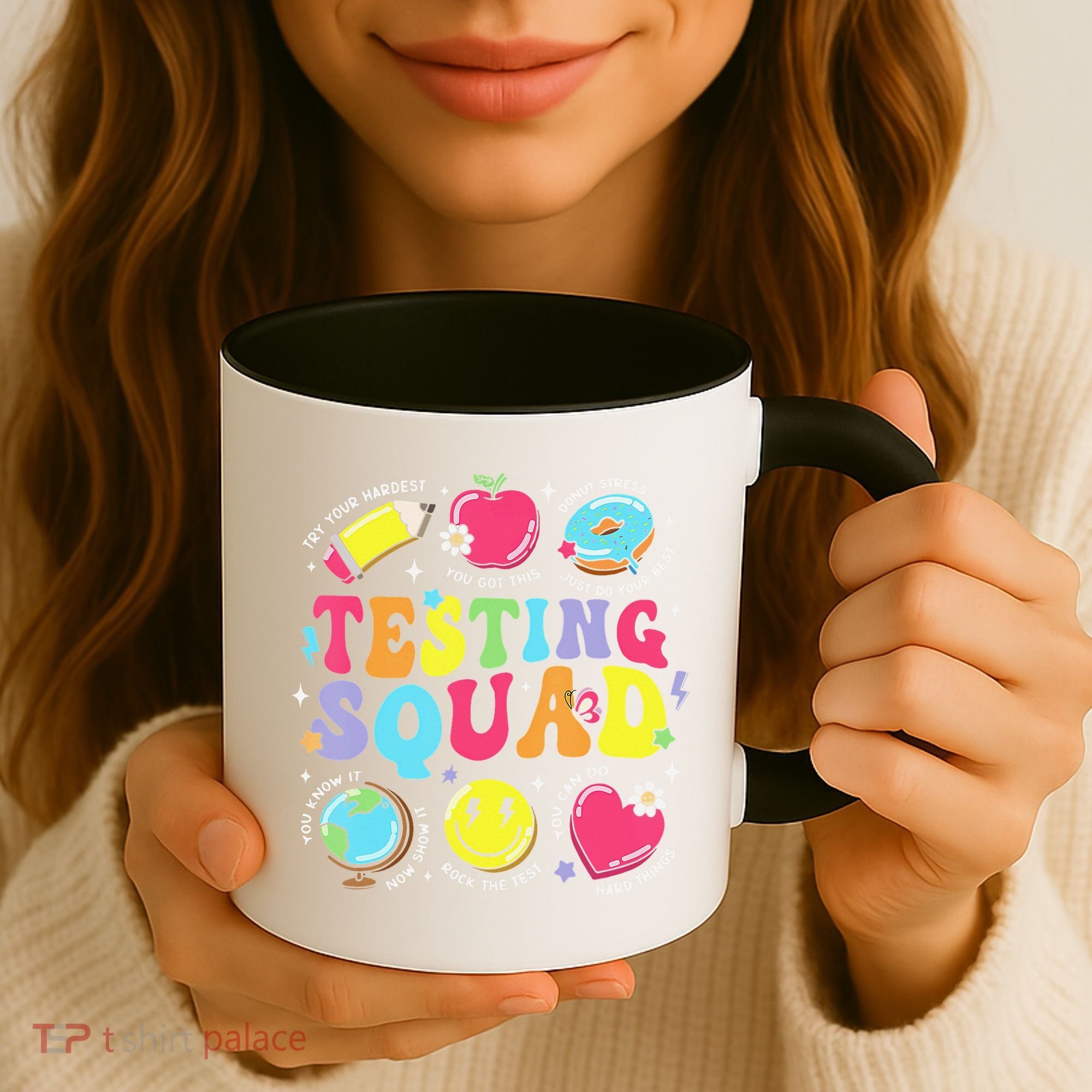 Funny Teacher Test Day Motivational Teacher Testing Squad Coffee Mug