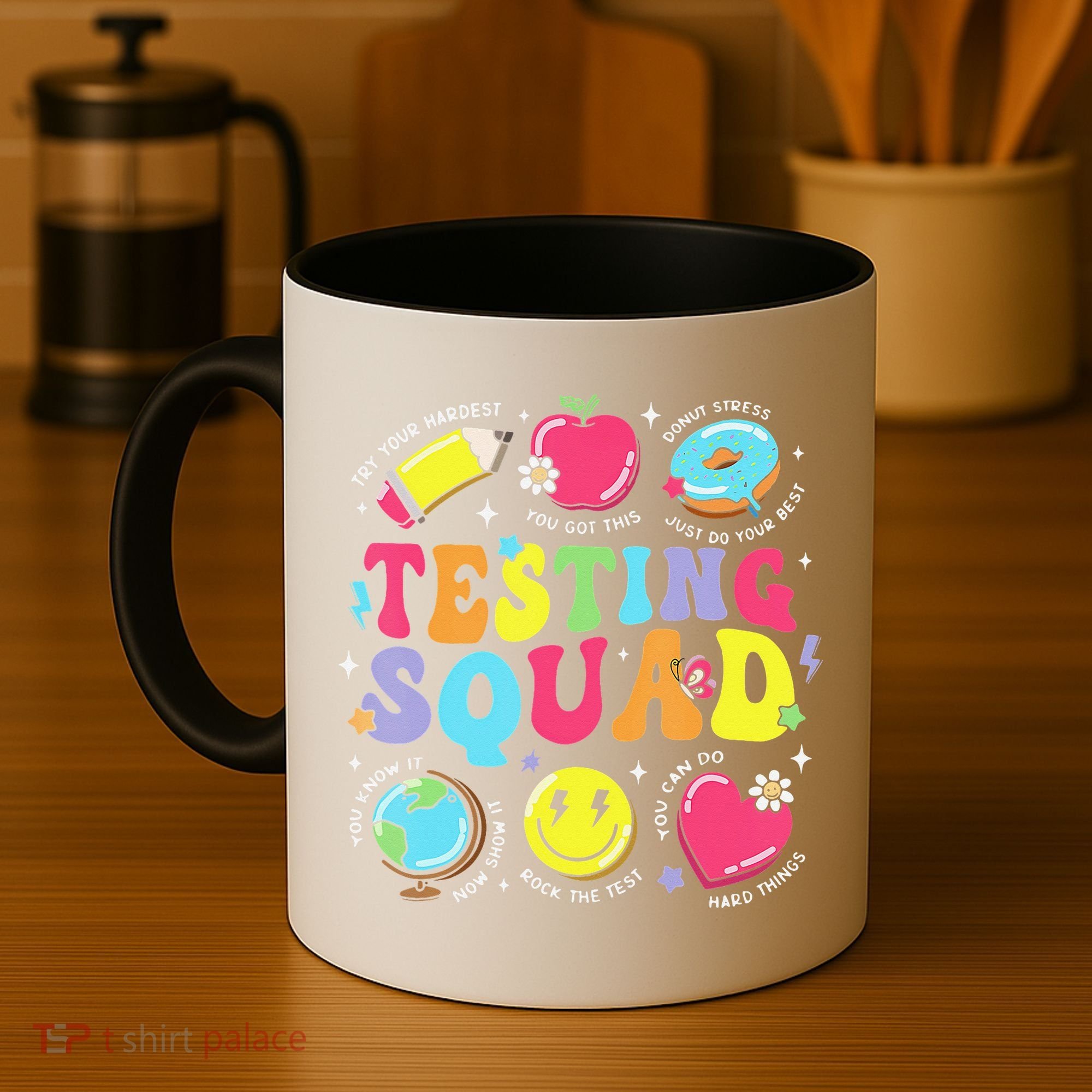 Funny Teacher Test Day Motivational Teacher Testing Squad Coffee Mug