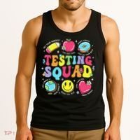 Funny Teacher Test Day Motivational Teacher Testing Squad Tank Top thumb 3