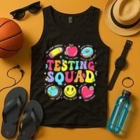 Funny Teacher Test Day Motivational Teacher Testing Squad Tank Top thumb 4