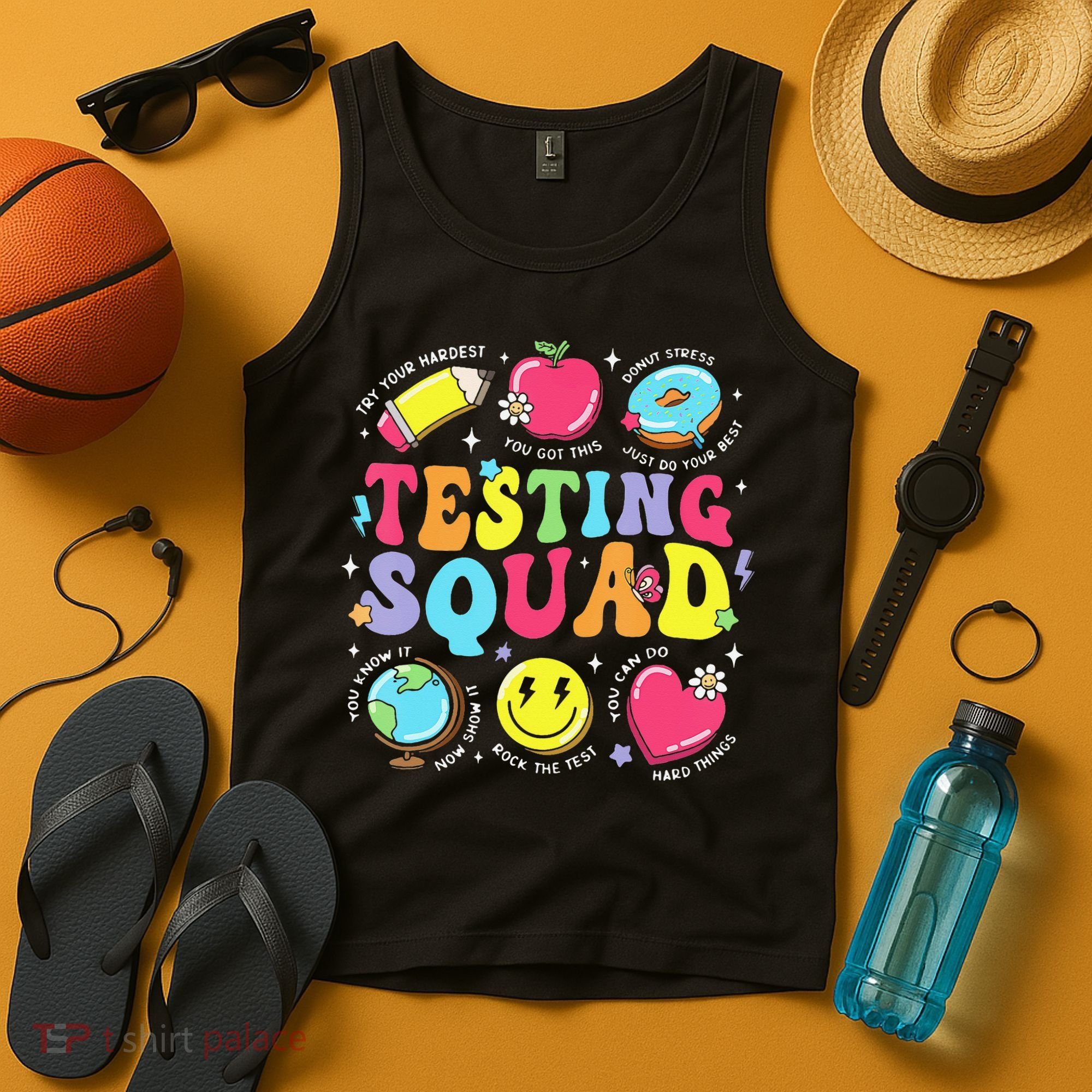 Funny Teacher Test Day Motivational Teacher Testing Squad Tank Top