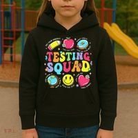 Funny Teacher Test Day Motivational Teacher Testing Squad Kids Hoodie thumb 3