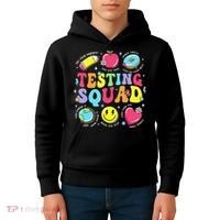 Funny Teacher Test Day Motivational Teacher Testing Squad Kids Hoodie thumb 4