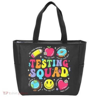 Funny Teacher Test Day Motivational Teacher Testing Squad Tote Bag