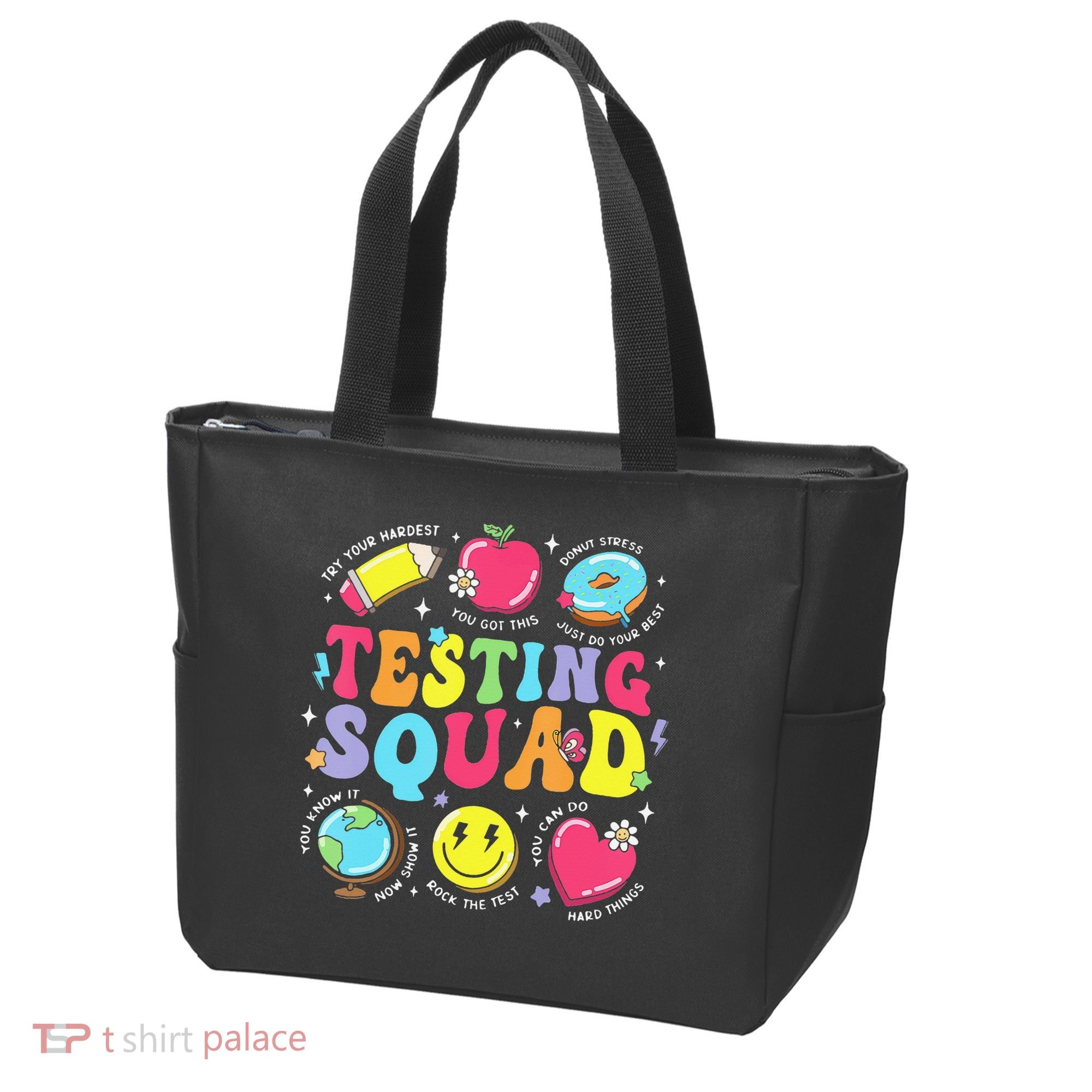Funny Teacher Test Day Motivational Teacher Testing Squad Tote Bag