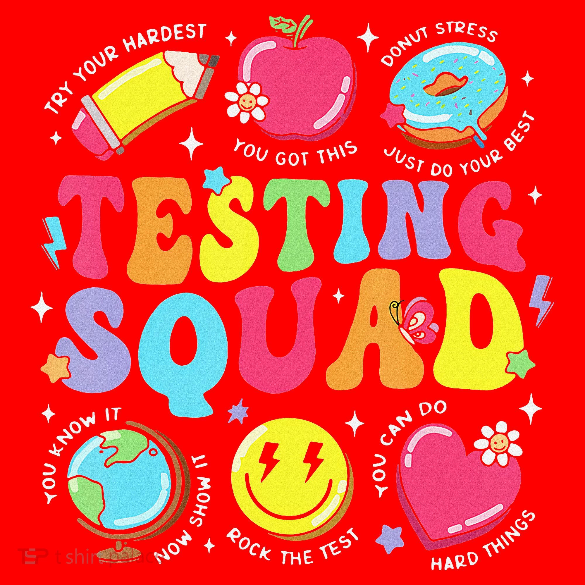 Funny Teacher Test Day Motivational Teacher Testing Squad Santa Hat