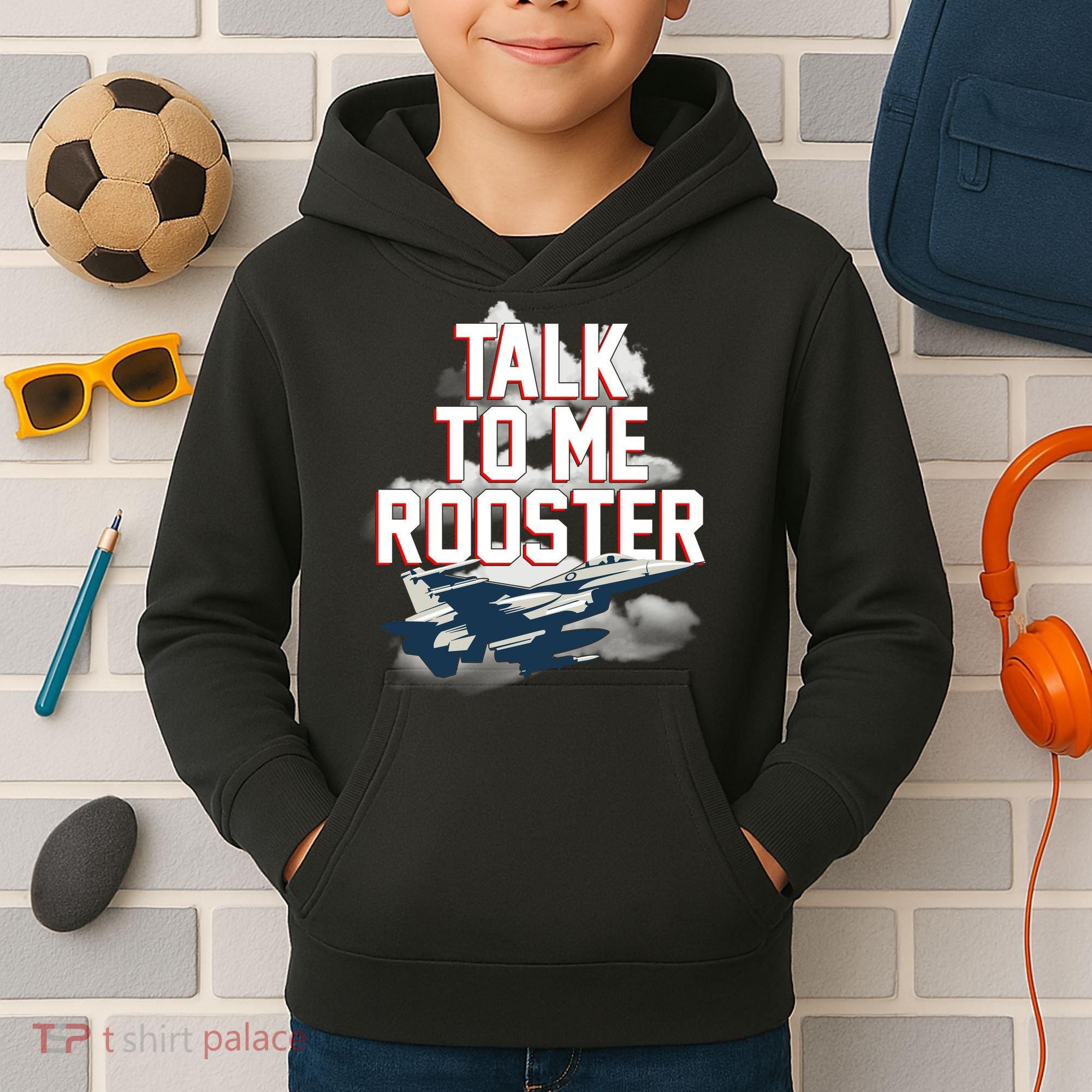 Funny Talk To Me Rooster Kids Hoodie