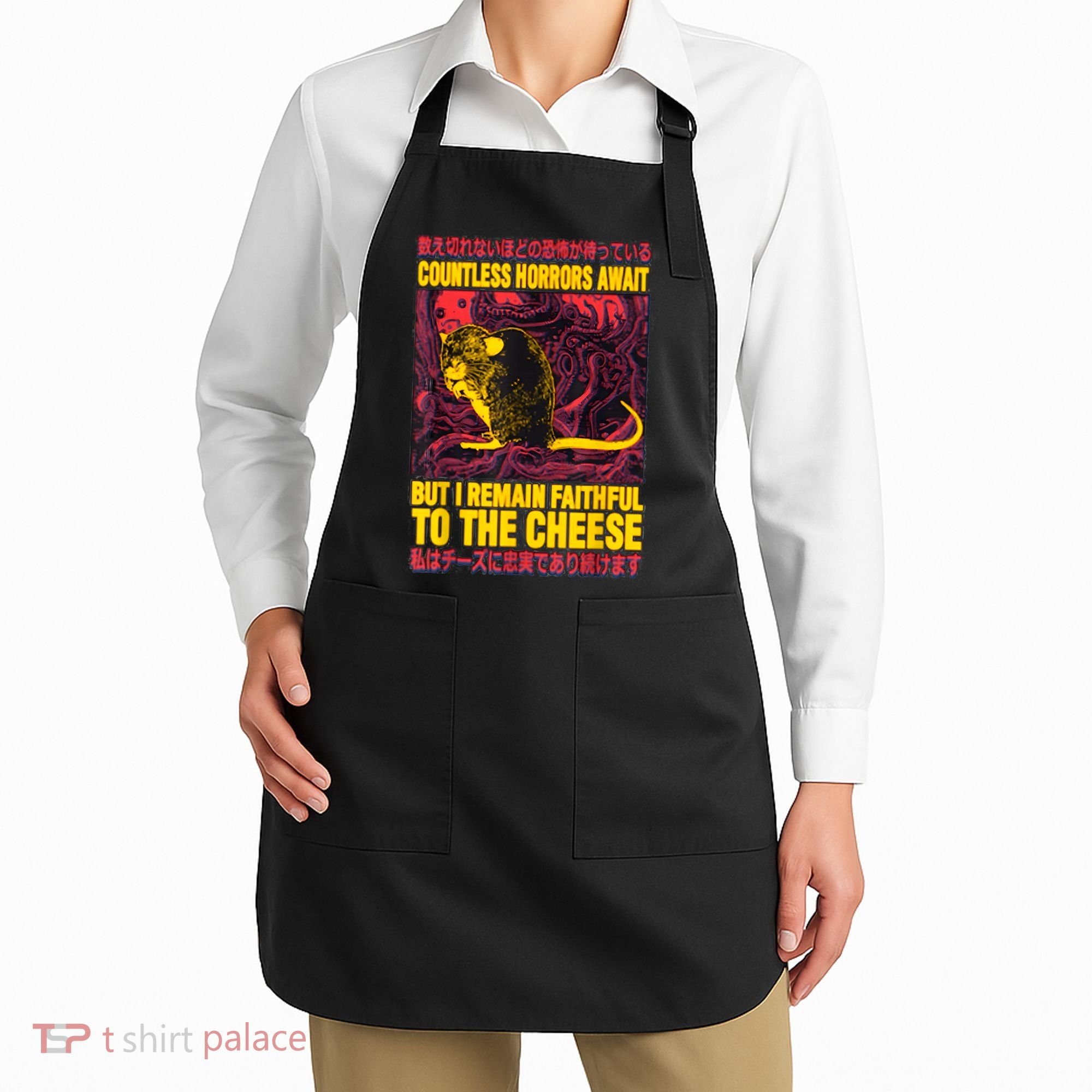 Faithful To The Cheese Japanese Horror Rat Apron