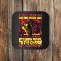 Faithful To The Cheese Japanese Horror Rat Coaster thumb 0