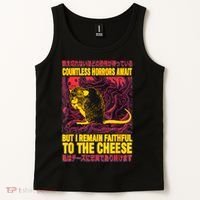 Faithful To The Cheese Japanese Horror Rat Tank Top thumb 2