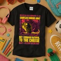 Faithful To The Cheese Japanese Horror Rat Kids T-Shirt thumb 3