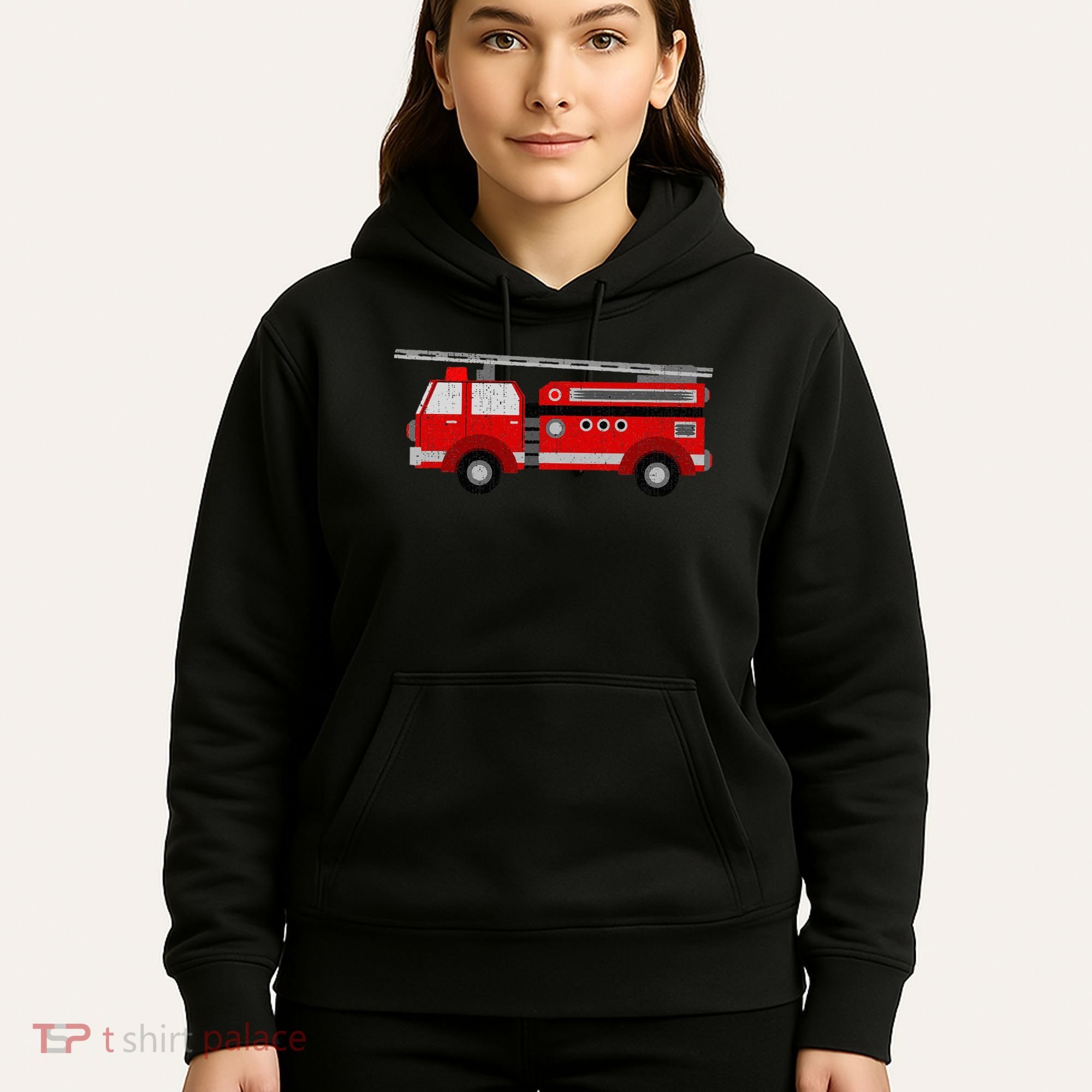 Fire Truck Trucker trailer Ladder Hoodie